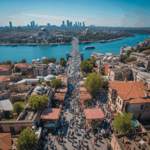 Mesmerizing Istanbul Turkey where the gleaming Bosporus Straight connects the Black Sea and the Sea of Marmara