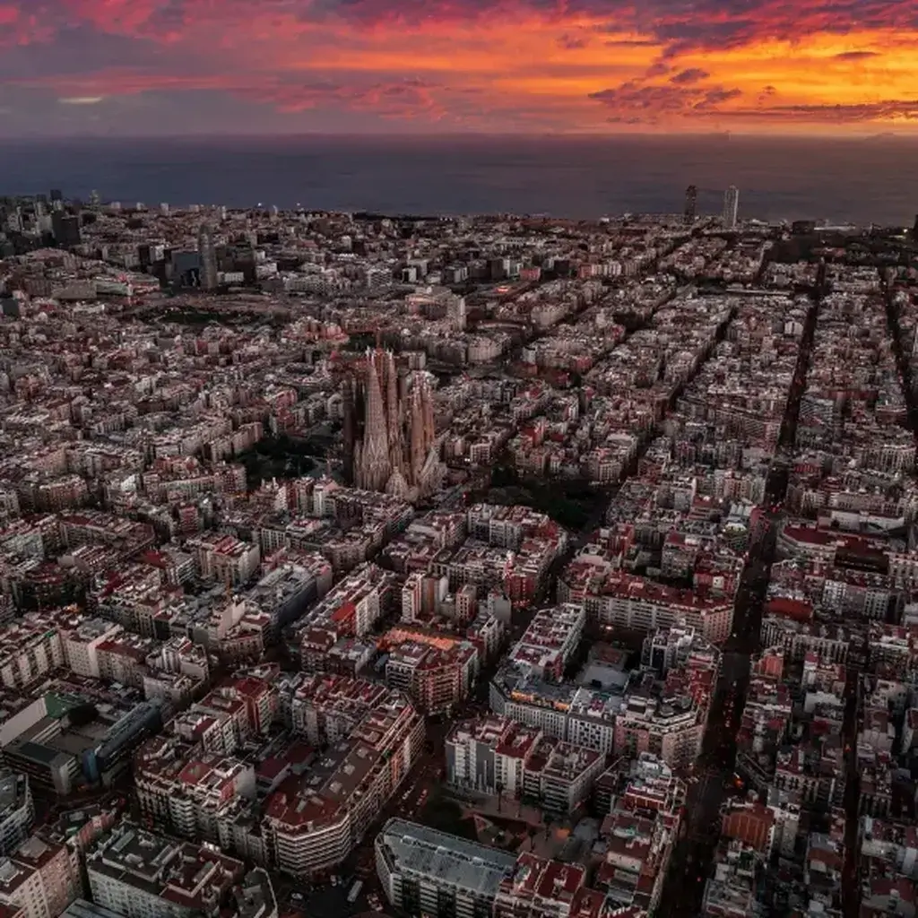 A high-angle view over the intriguing and historic architecture of Barcelona, Spain