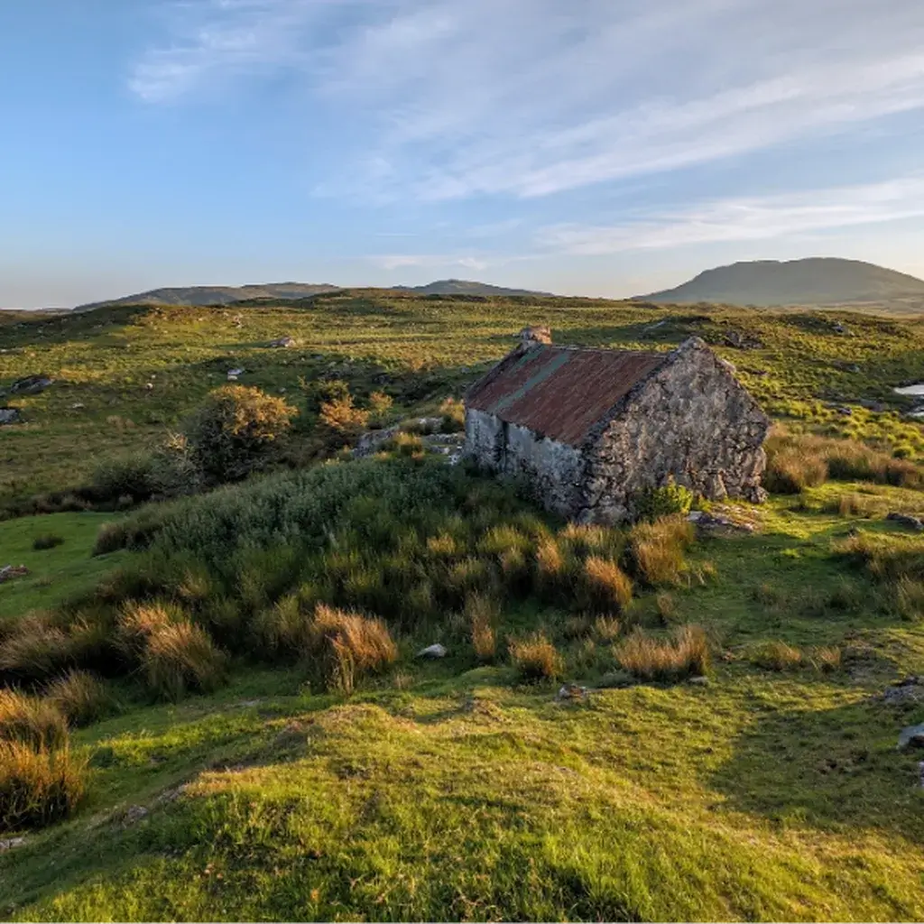 The lush green rolling hills of the beautiful Irish countryside